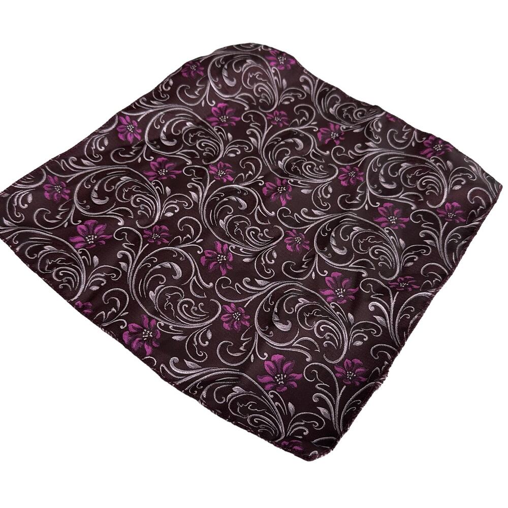 flow formal purple floral silk handkerchief pocket square